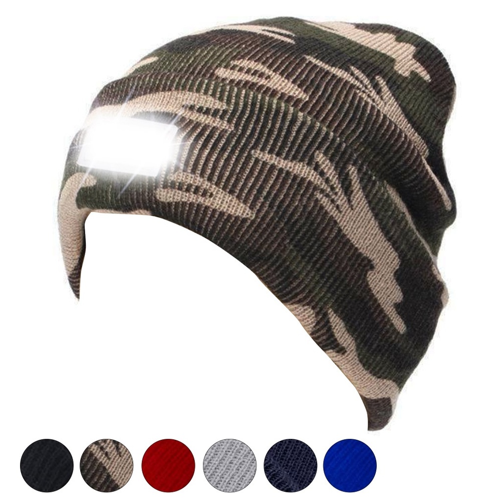 5 Led Lighted Flashlight Knitted Beanie Hat Sport